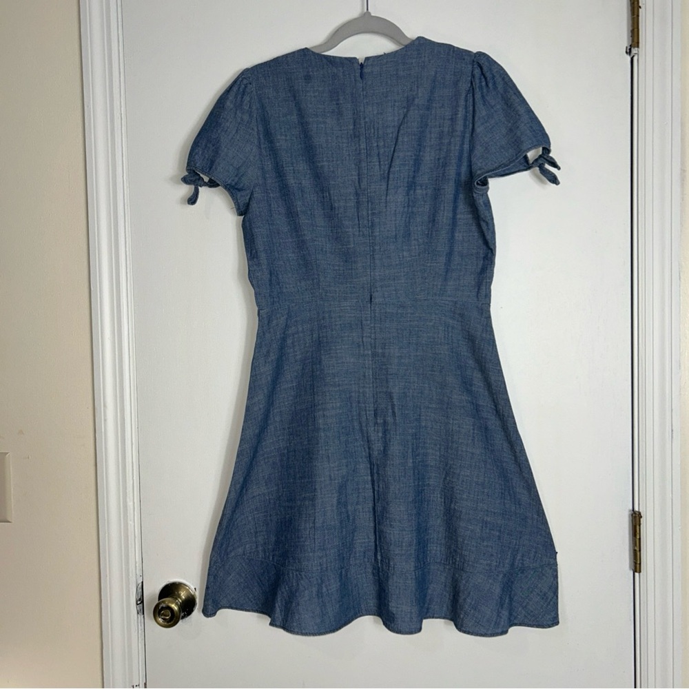 J Crew Chambray Faux Wrap Dress Size 6 - Picture 2 of 6